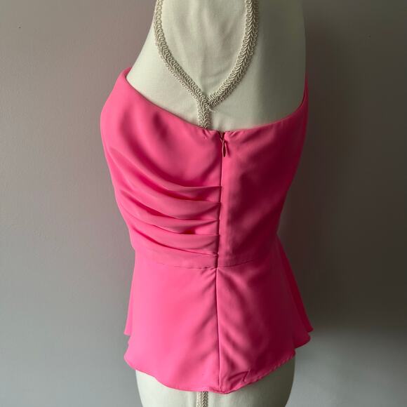 Amanda Uprichard Bright Pink Spring Blouse Top One Shoulder Preppy Size Medium - Picture 5 of 8